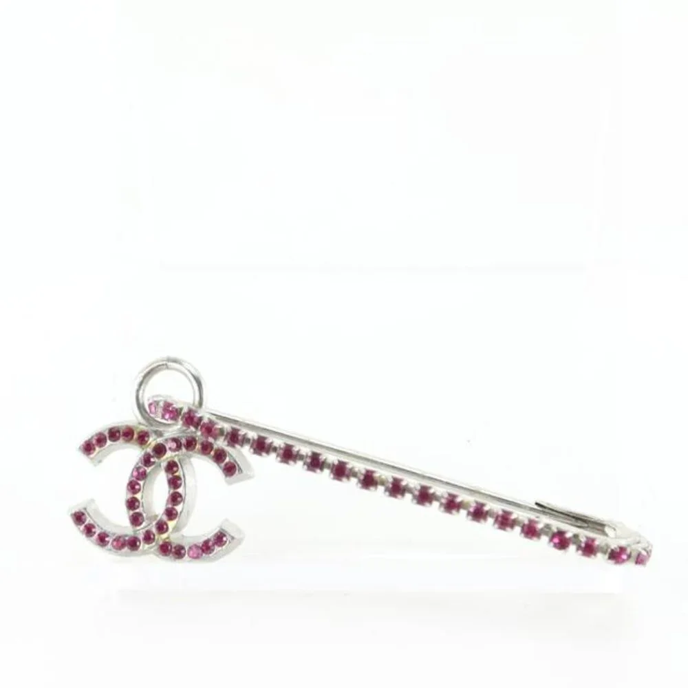 Chanel 02P Silver x Fuchsia Safety Pin Brooch 71ck84s